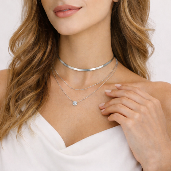 collier femme argent